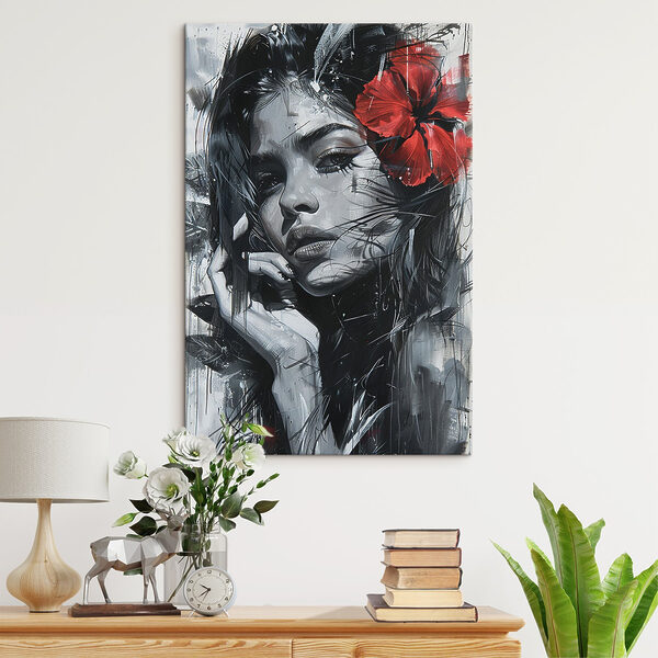Quadri Dipinto raffigurante una donna con un fiore rosso tra i capelli (COD: s41414) Quadri Quadri Dipinto raffigurante una donna con un fiore rosso tra i capelli (COD: s41414)