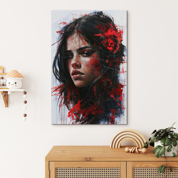 Quadri Dipinto raffigurante una donna con della vernice rossa (COD: s41415) Quadri Quadri Dipinto raffigurante una donna con della vernice rossa (COD: s41415)