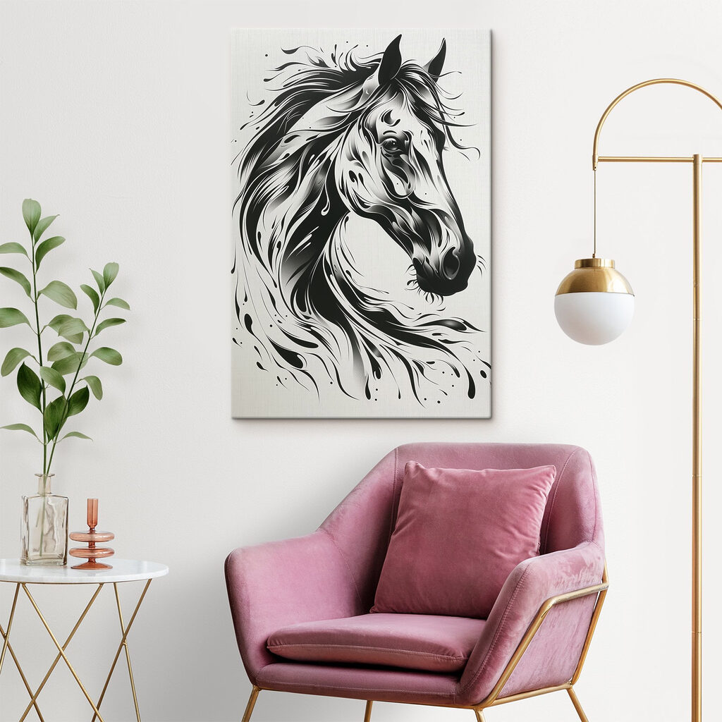 Black and white drawing of a horse Black and white drawing of a horse