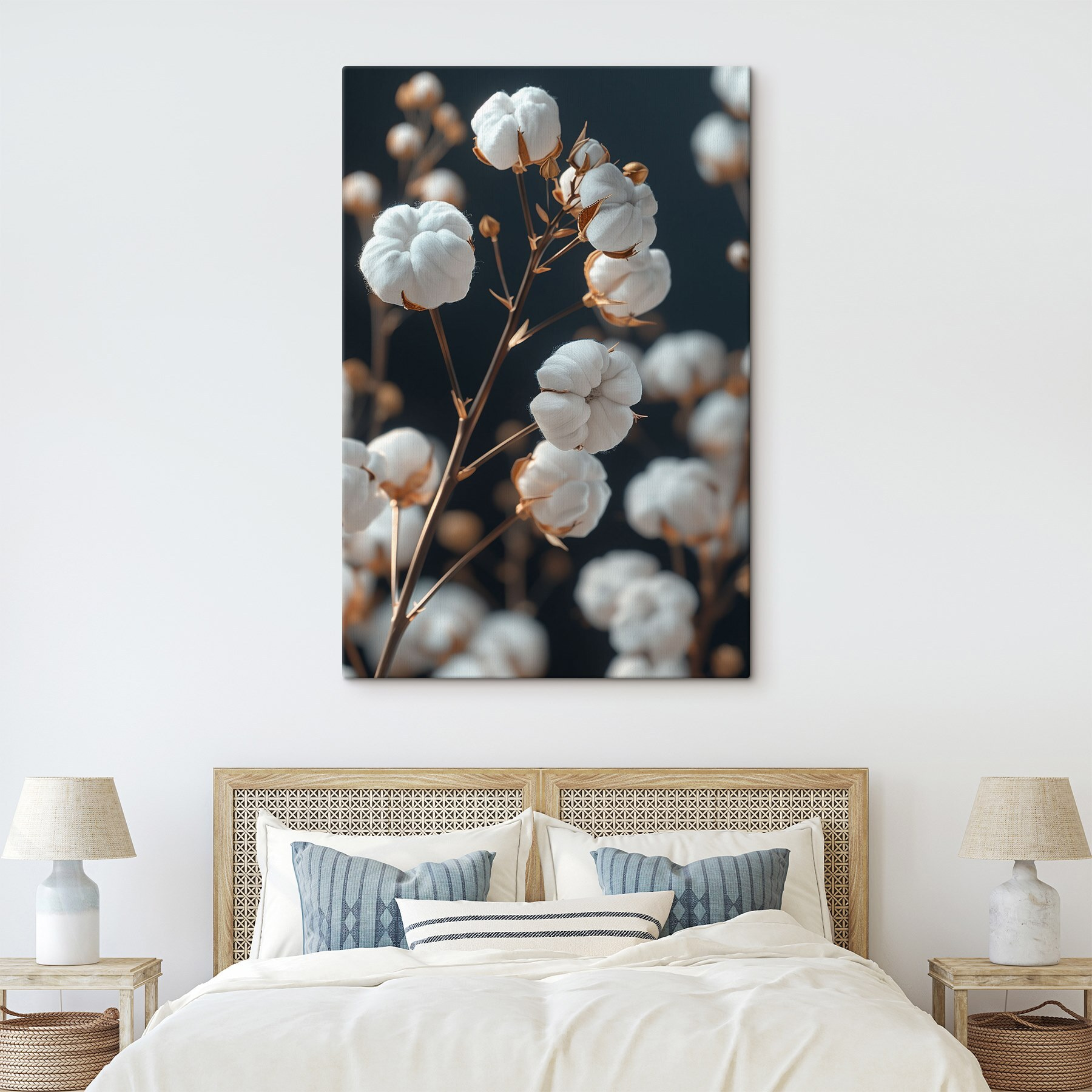Delicate cotton blooms on display