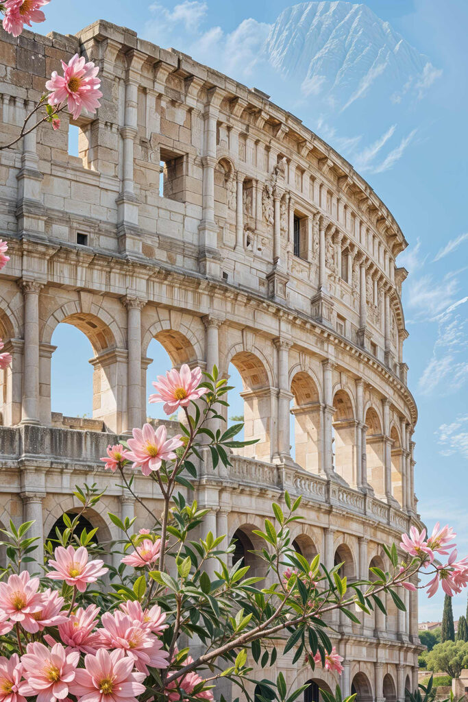 Building with arches and flowers
