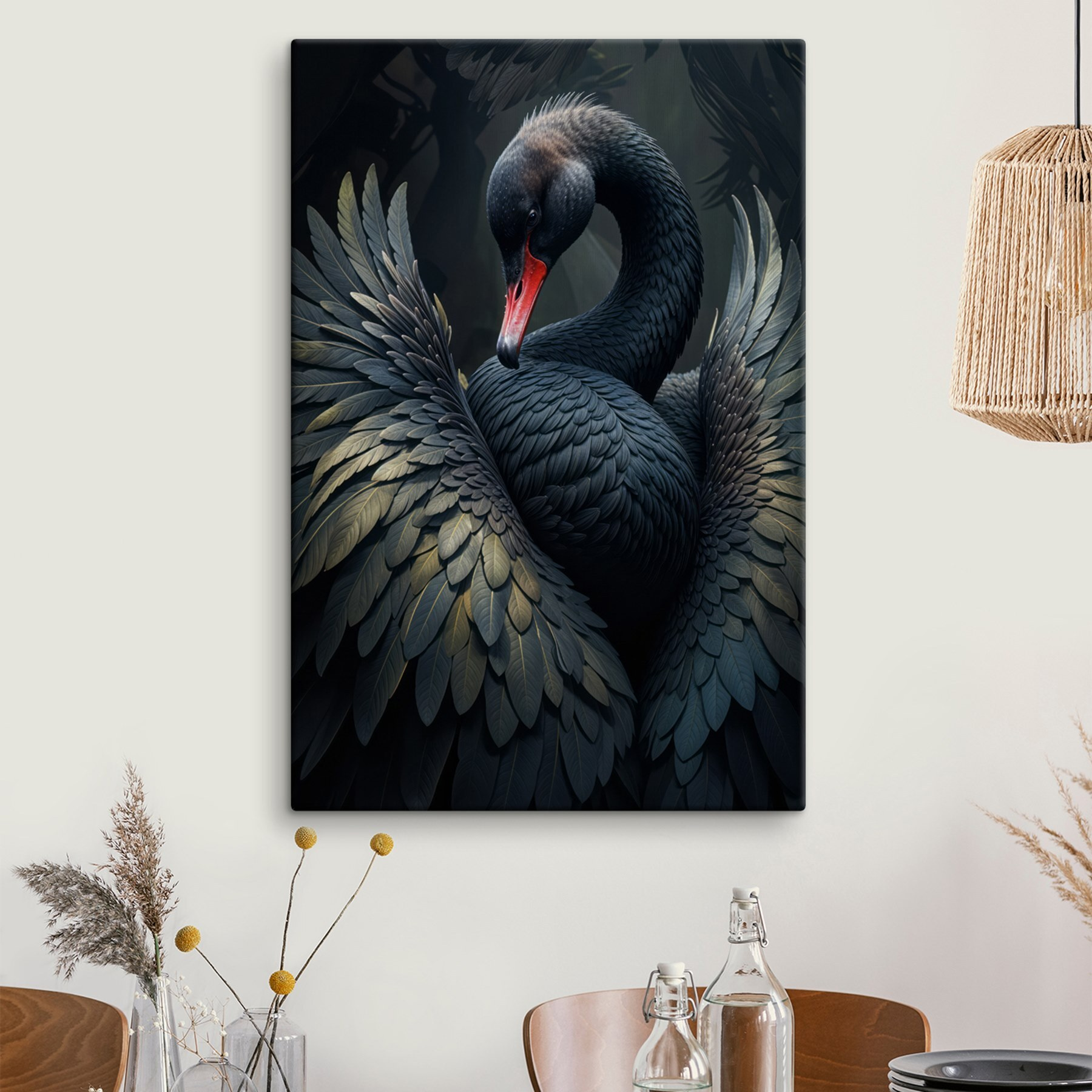 Black swan with a red beak Black swan with a red beak