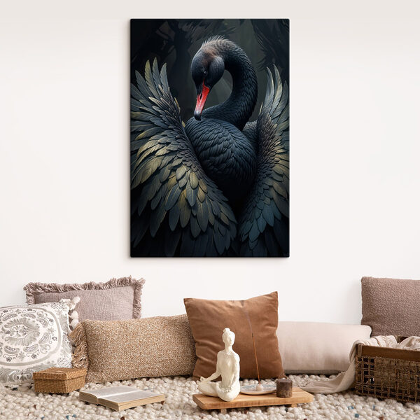 Black swan with a red beak Black swan with a red beak