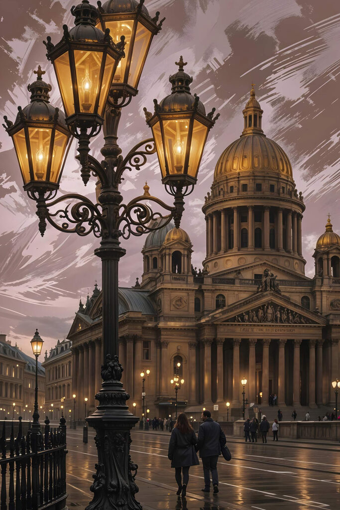 Large building with a dome and columns Large building with a dome and columns