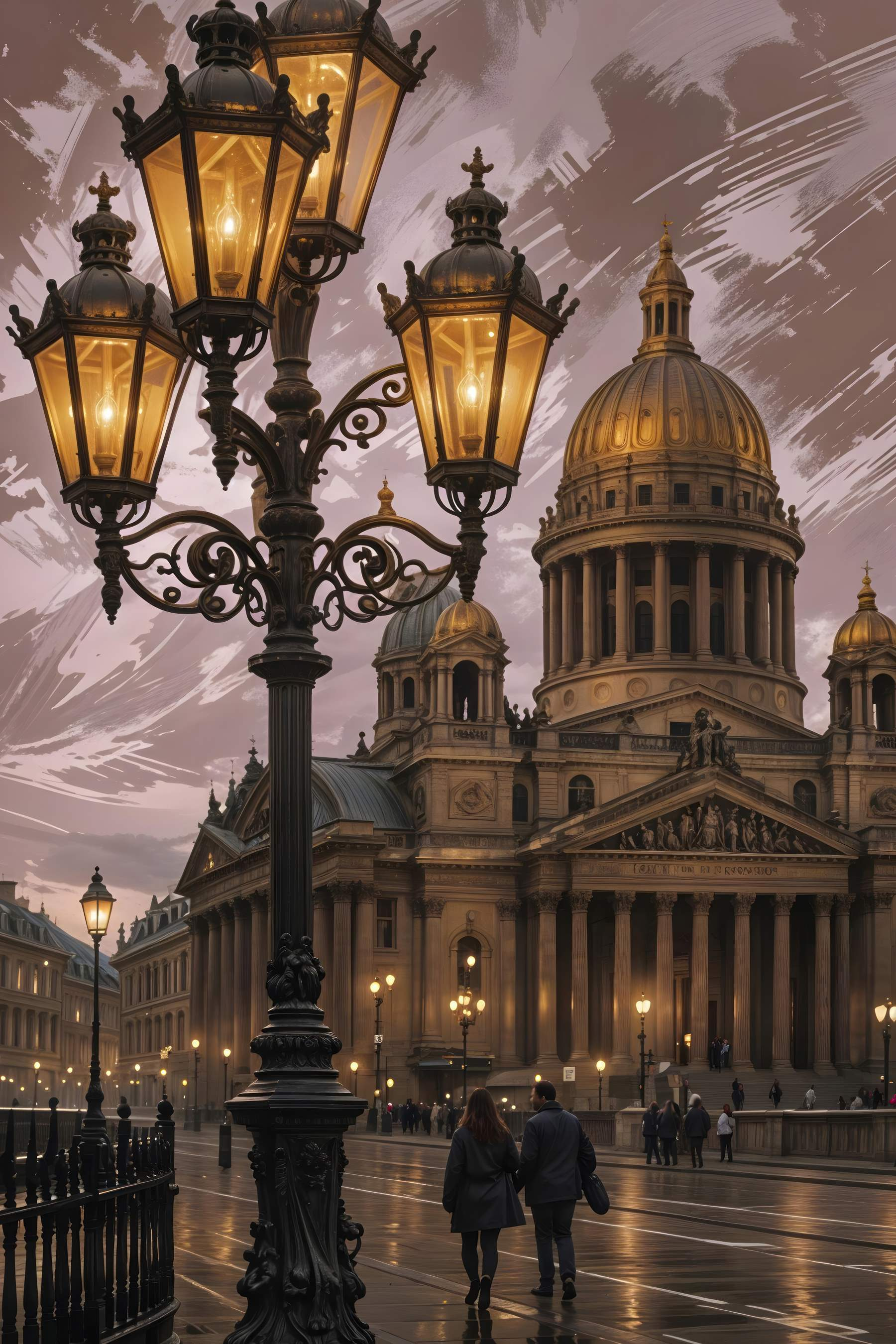 Large building with a dome and columns Large building with a dome and columns