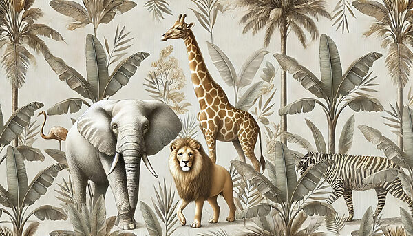 Carta da parati con animali e piante Carta da parati con animali e piante