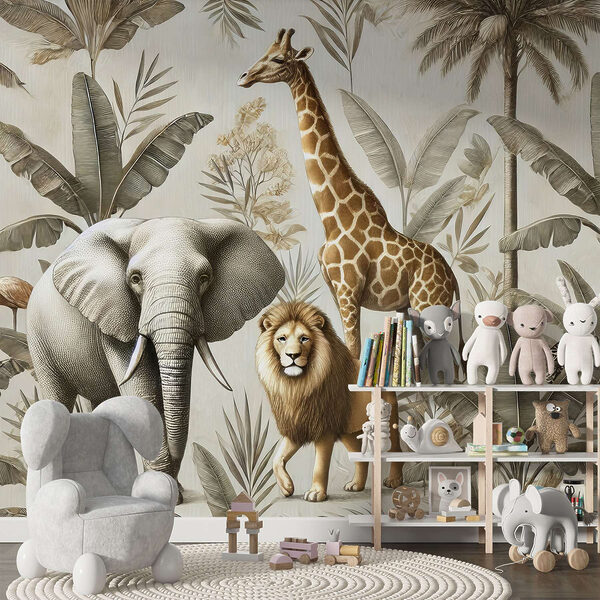 Carta da parati con animali e piante Carta da parati con animali e piante