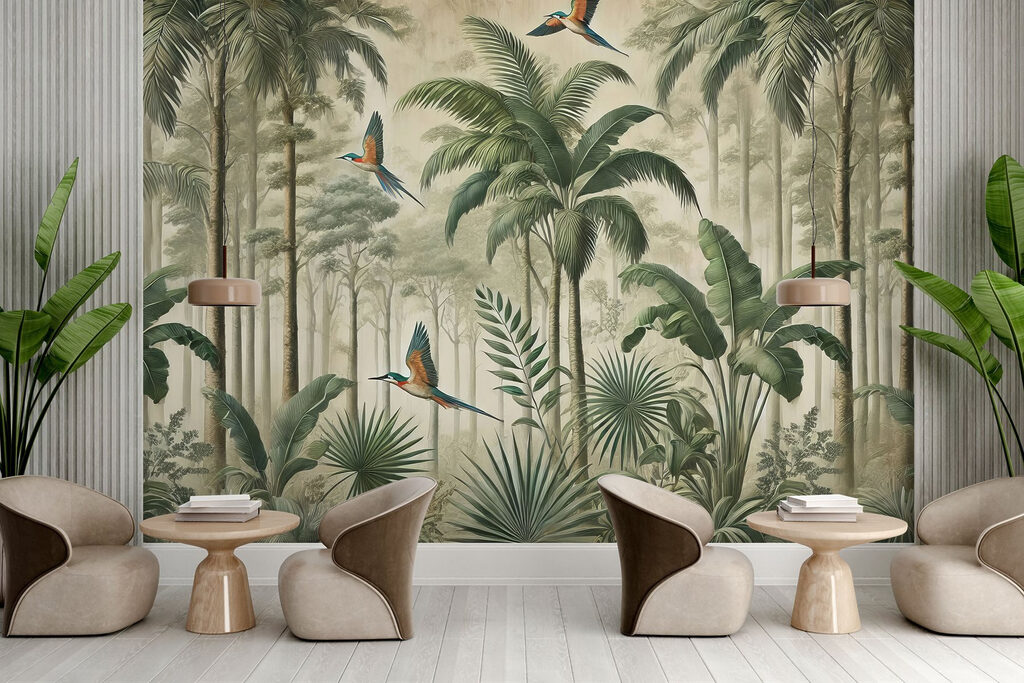 Pittura di montagne con nuvole