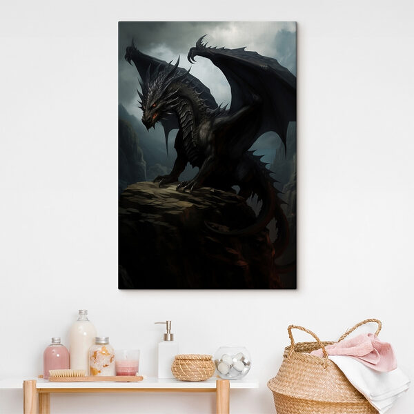 Black dragon on a rock