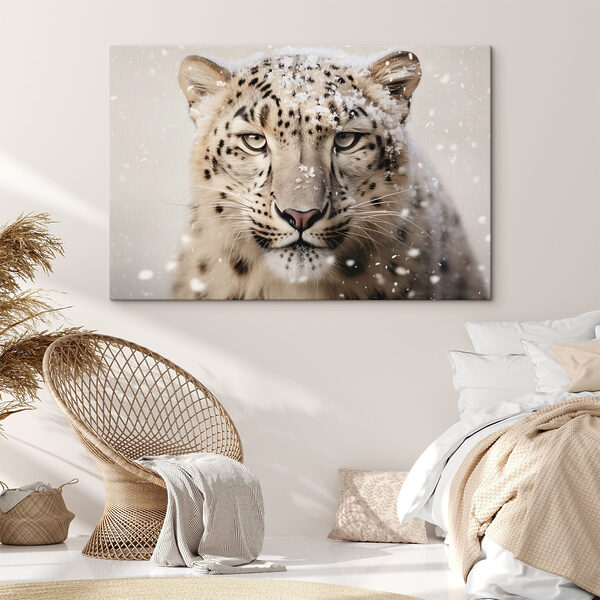 Quadri Leopardo delle nevi con la neve sulla testa (COD: s41434) Quadri Quadri Leopardo delle nevi con la neve sulla testa (COD: s41434)