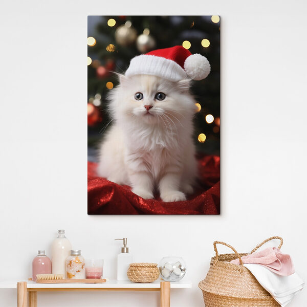 Quadri Gattino bianco con un cappellino da Babbo Natale (COD: s41442) Quadri Quadri Gattino bianco con un cappellino da Babbo Natale (COD: s41442)
