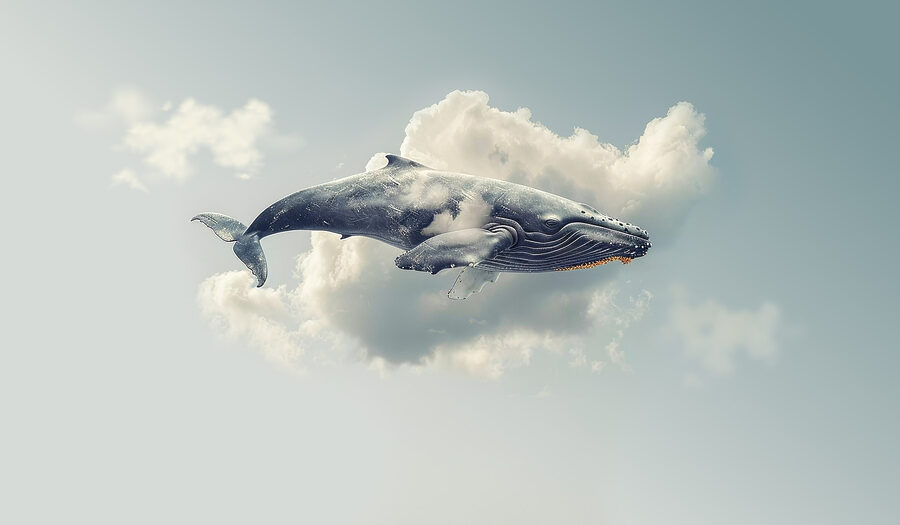 Balena in volo nel cielo