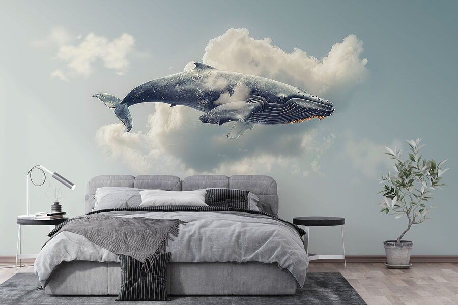 Balena in volo nel cielo