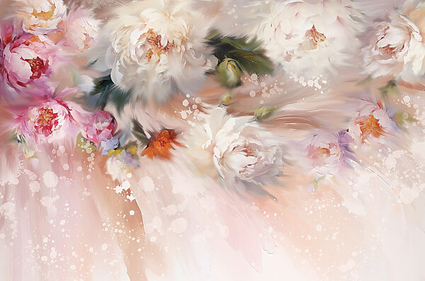 Pittura di fiori su sfondo rosa Pittura di fiori su sfondo rosa