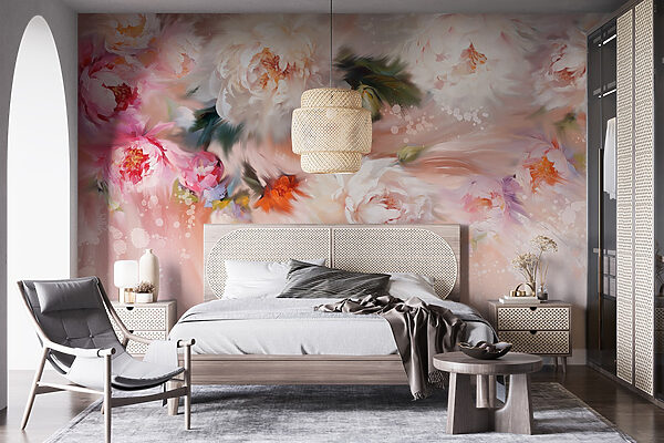 Pittura di fiori su sfondo rosa Pittura di fiori su sfondo rosa