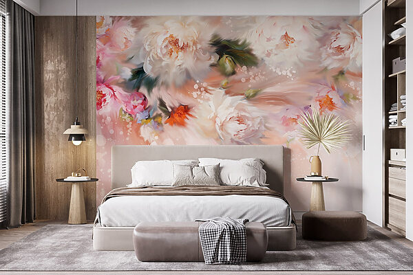 Pittura di fiori su sfondo rosa Pittura di fiori su sfondo rosa