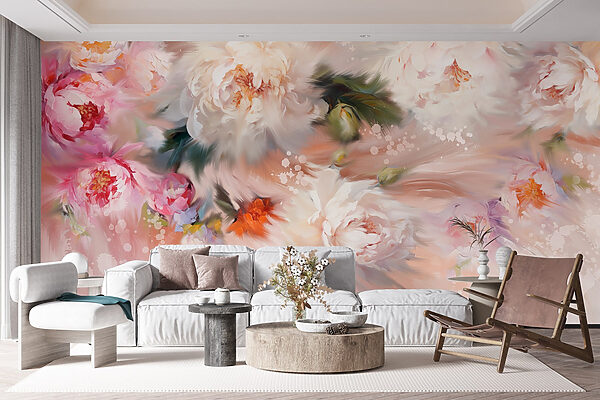 Pittura di fiori su sfondo rosa Pittura di fiori su sfondo rosa