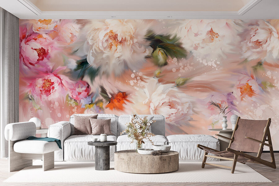Pittura di fiori su sfondo rosa Pittura di fiori su sfondo rosa