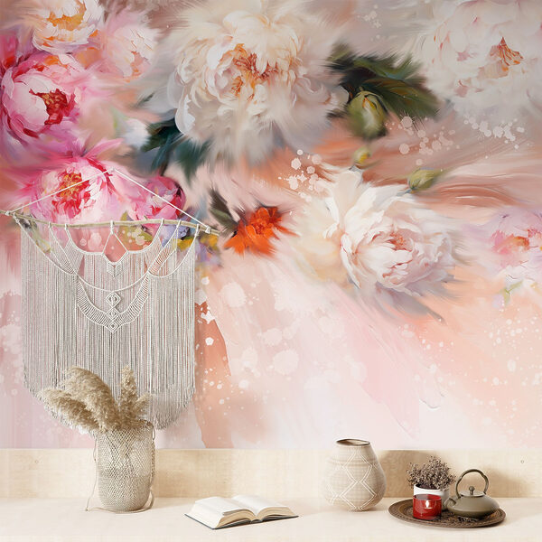 Pittura di fiori su sfondo rosa Pittura di fiori su sfondo rosa