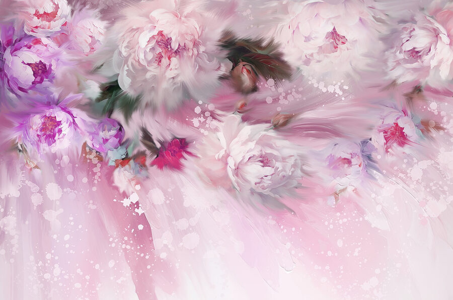 Pittura di fiori su sfondo rosa Pittura di fiori su sfondo rosa