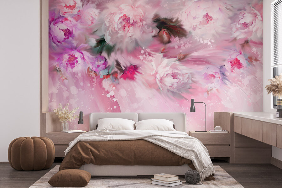 Pittura di fiori su sfondo rosa Pittura di fiori su sfondo rosa