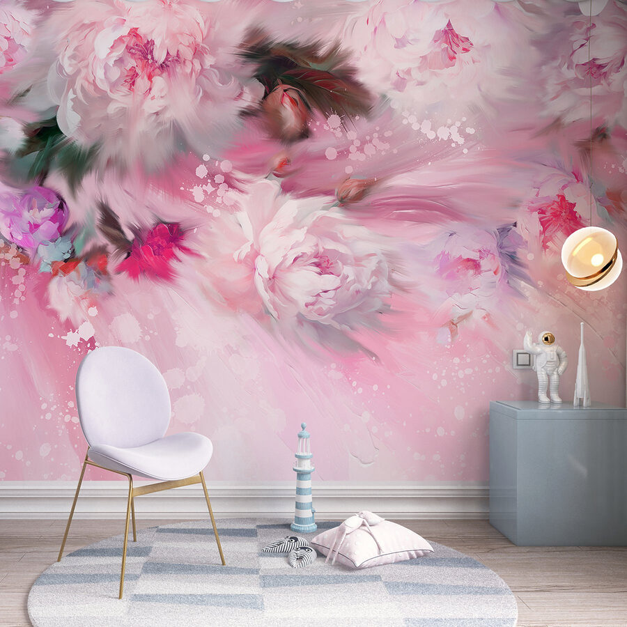 Pittura di fiori su sfondo rosa Pittura di fiori su sfondo rosa