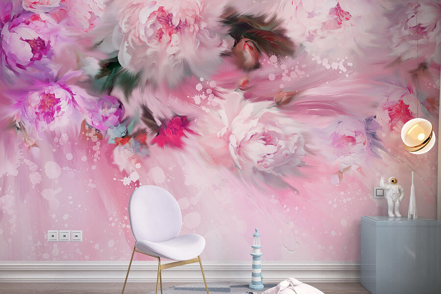 Pittura di fiori su sfondo rosa Pittura di fiori su sfondo rosa