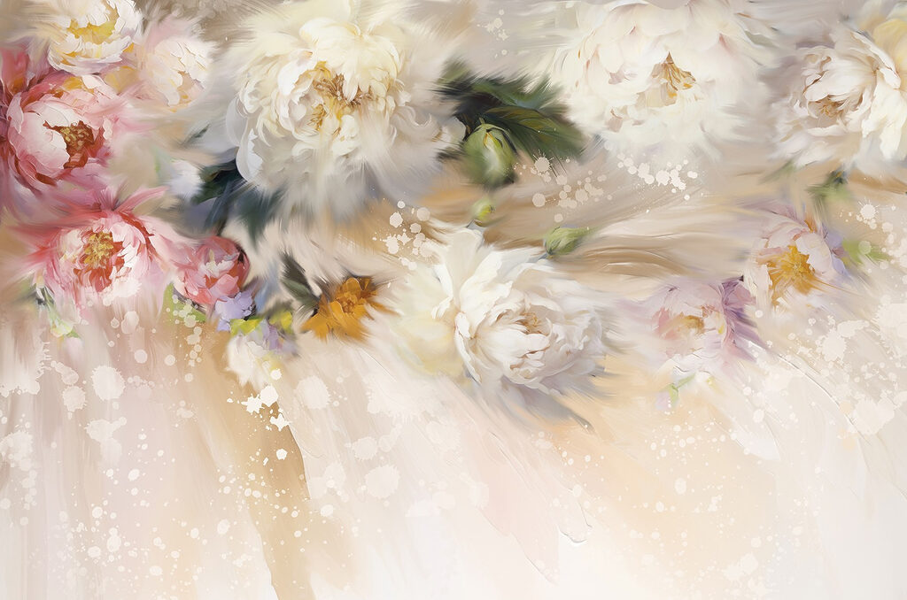 Painting of flowers on a white background