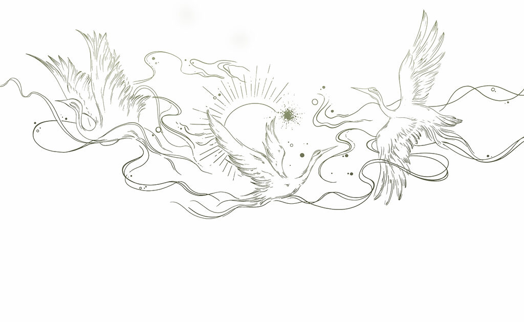 Disegno di uccelli e sole Disegno di uccelli e sole