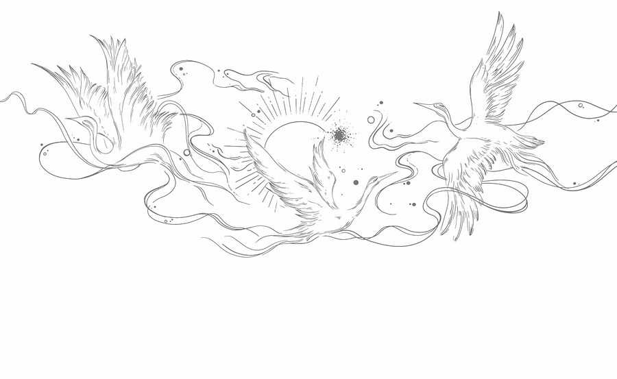 Disegno di uccelli e sole Disegno di uccelli e sole