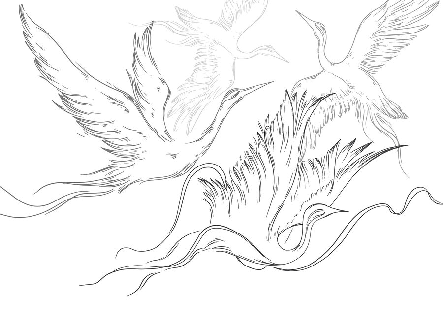 Disegno di uccelli in volo