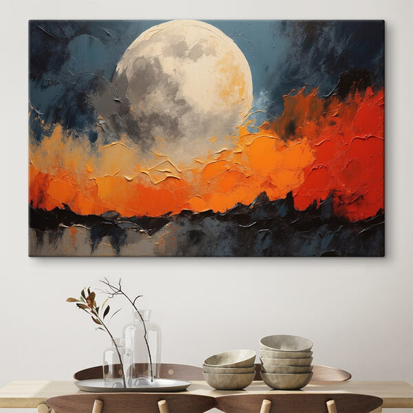 Dipinto raffigurante la luna e il fuoco Quadri Dipinto raffigurante la luna e il fuoco