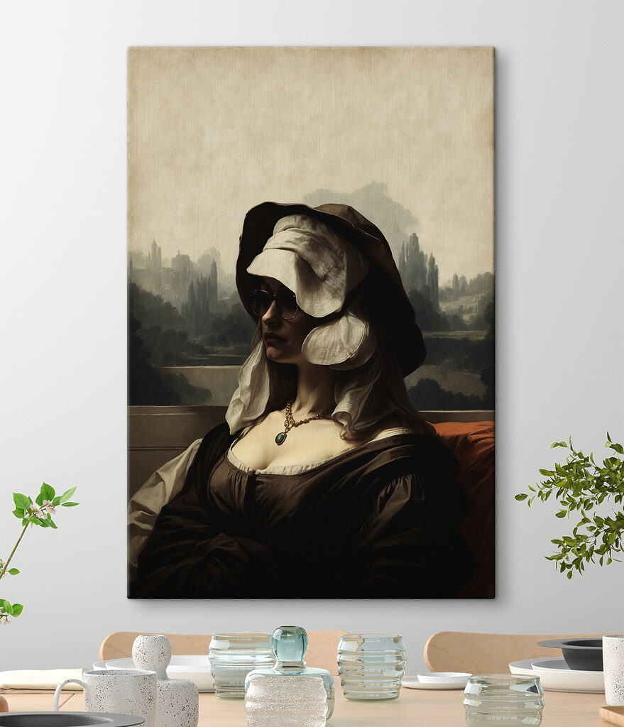 Woman in a garment