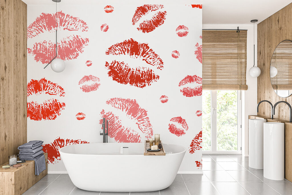 Group of red lipstick prints