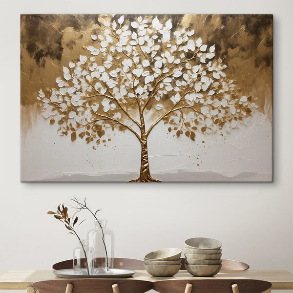 Quadri Quadri Dipinto raffigurante un albero con foglie bianche (COD: s41307)