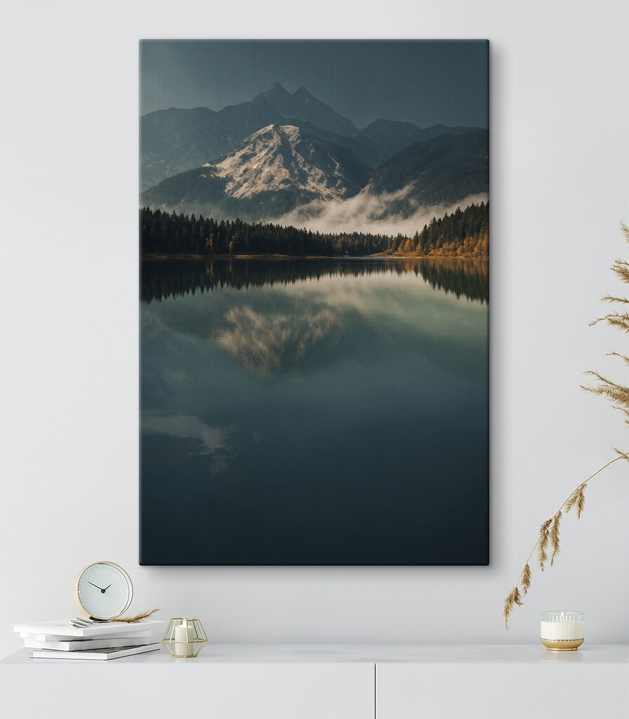 Lake with trees and mountains in the background Lake with trees and mountains in the background