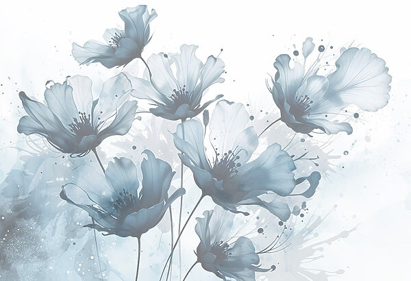 Gruppo di fiori con colori blu e bianchi Gruppo di fiori con colori blu e bianchi
