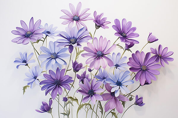 Gruppo di fiori viola e blu Gruppo di fiori viola e blu