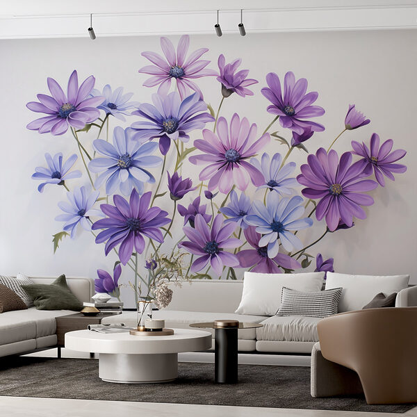 Gruppo di fiori viola e blu Gruppo di fiori viola e blu