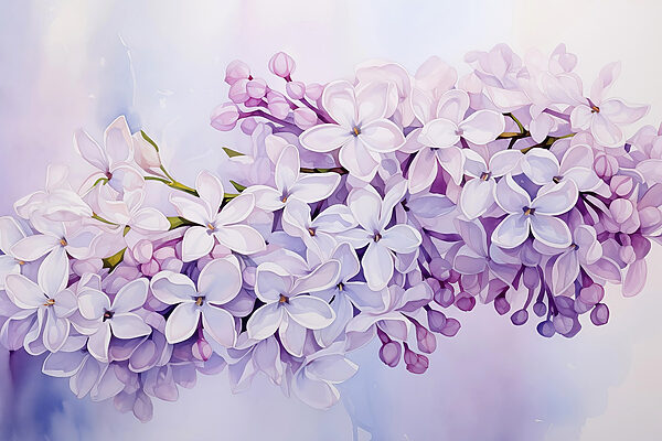 Pittura di un ramo di fiori viola Pittura di un ramo di fiori viola
