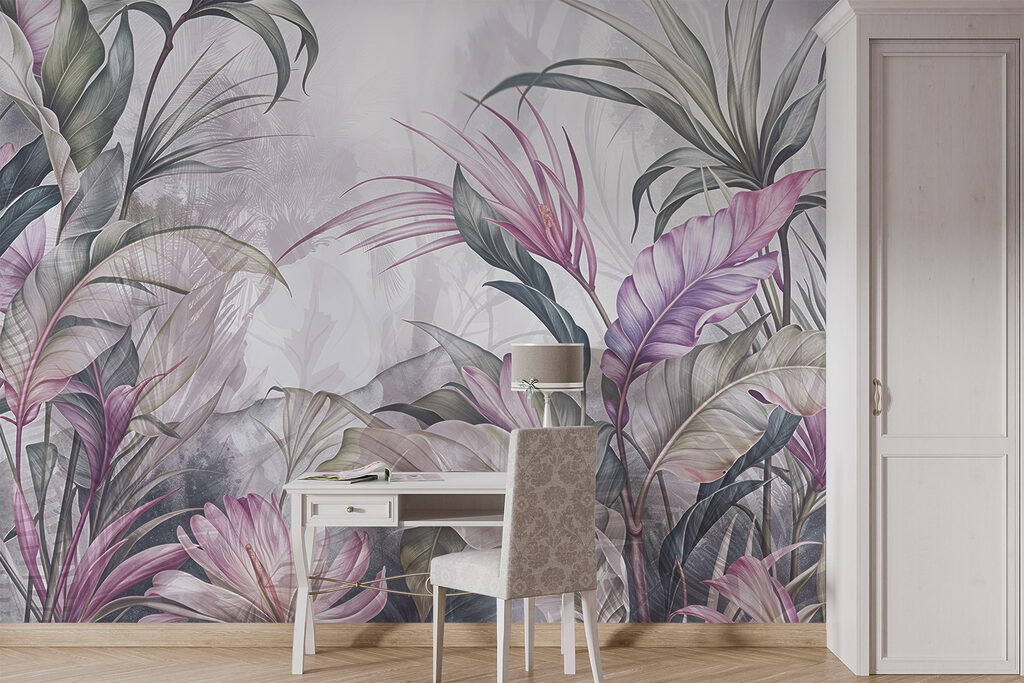 Painting of flowers and leaves