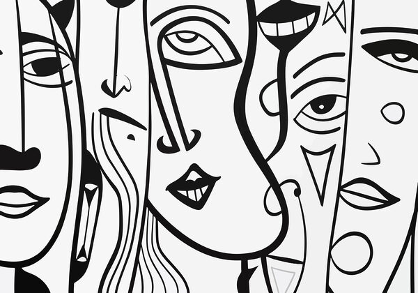 Disegno di volti in bianco e nero Disegno di volti in bianco e nero