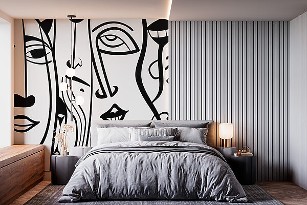Disegno di volti in bianco e nero Disegno di volti in bianco e nero