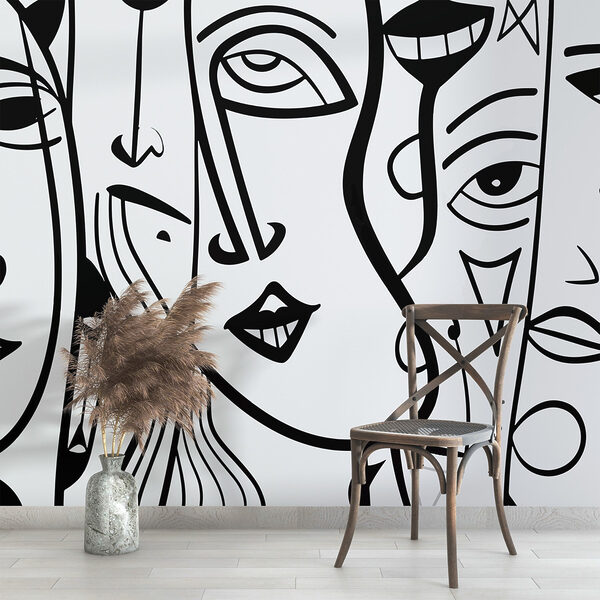 Disegno di volti in bianco e nero Disegno di volti in bianco e nero