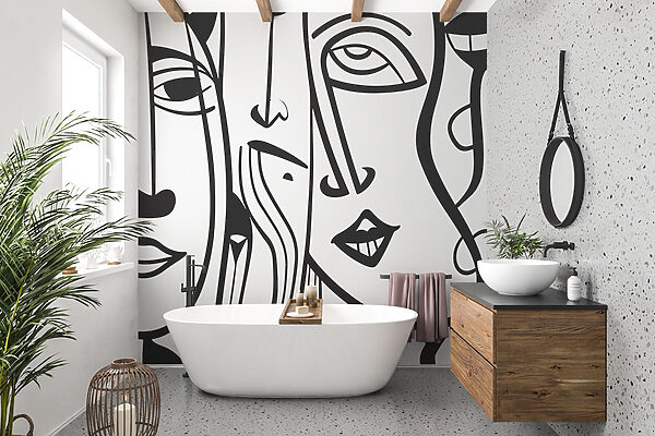 Disegno di volti in bianco e nero Disegno di volti in bianco e nero