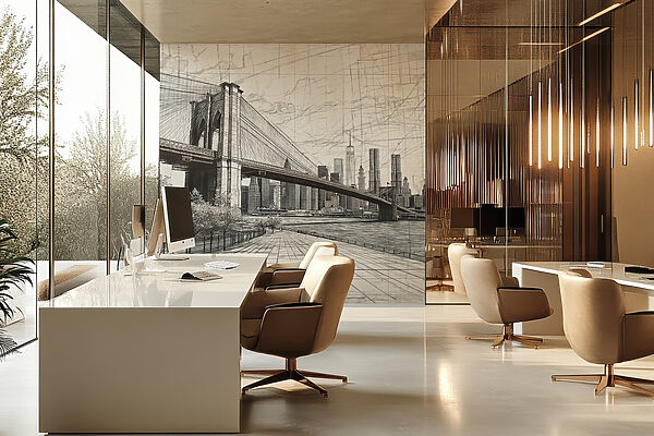 Disegno di un ponte e di una città Disegno di un ponte e di una città