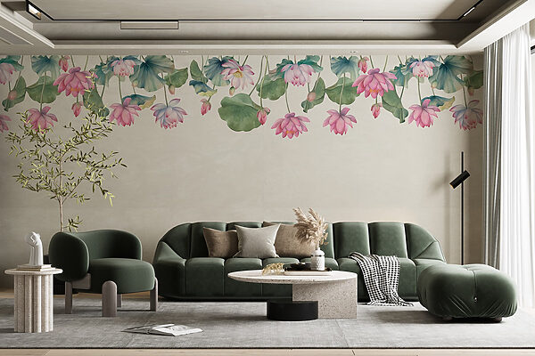 Acquerello di fiori rosa e foglie verdi Acquerello di fiori rosa e foglie verdi