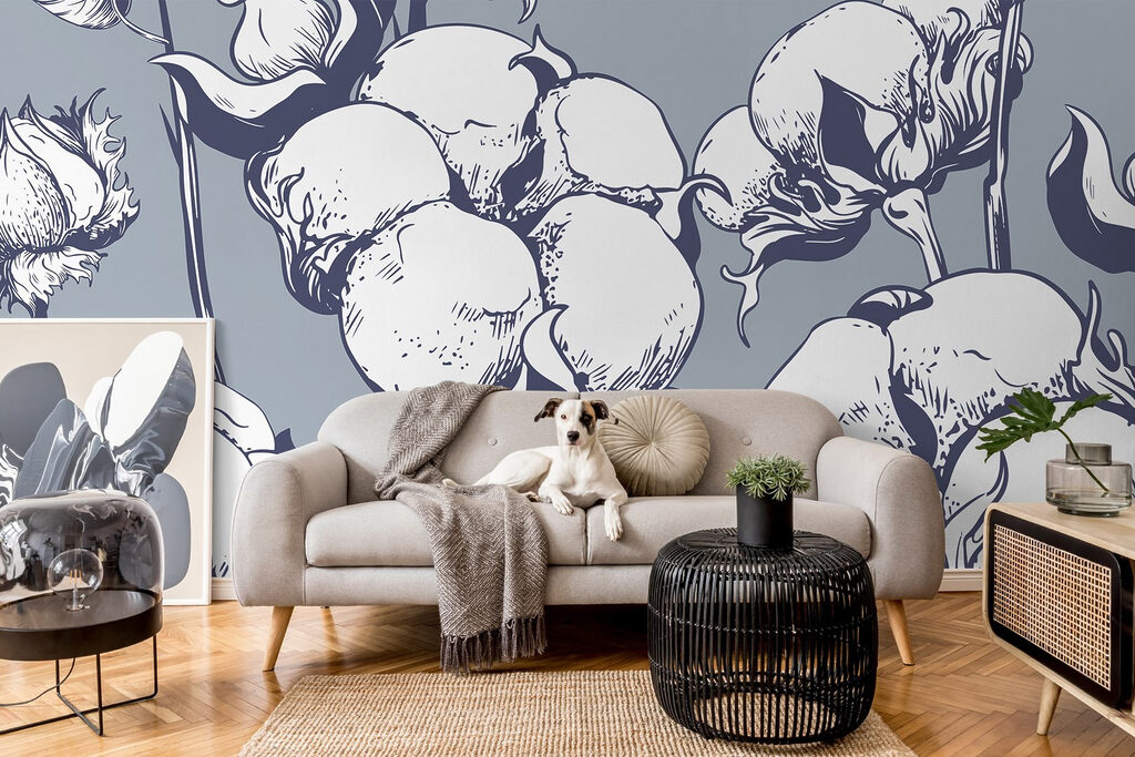 Delicati fiori di cotone su sfondo blu w02097pig19mr 1024x683 - Delicati fiori di cotone su sfondo blu