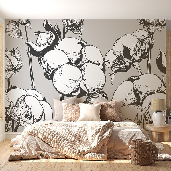 - Delicate cotton blooms in monochrome - Delicate cotton blooms in monochrome
