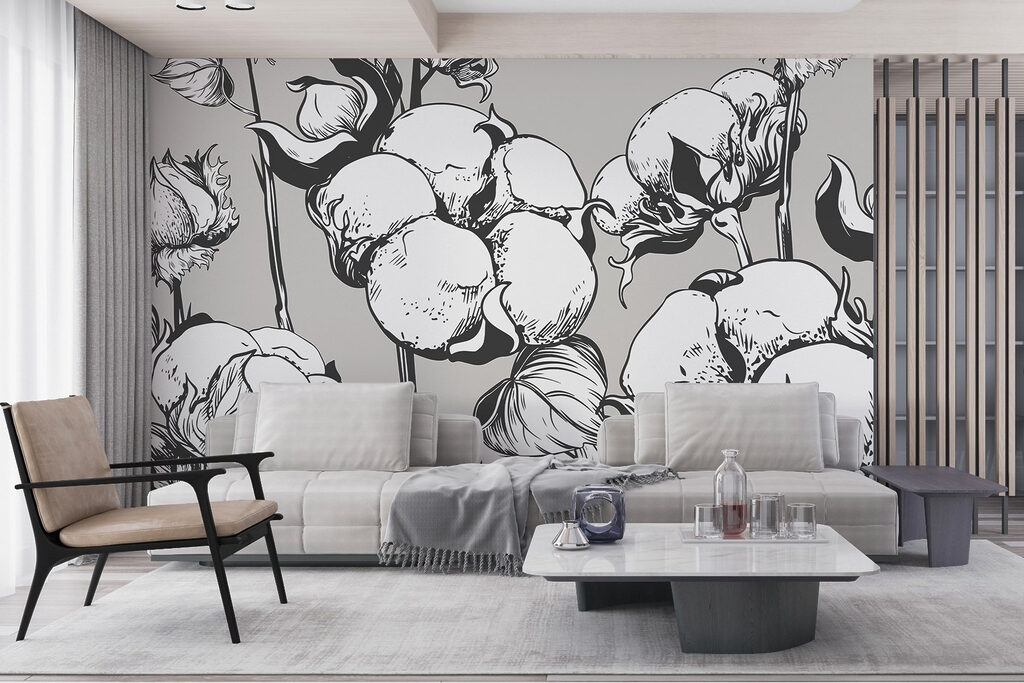 - Delicate cotton blooms in monochrome - Delicate cotton blooms in monochrome